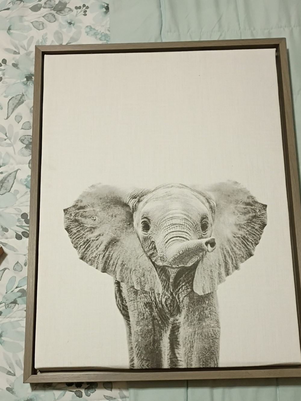 Neutral Gray Elephant Canvas Wall Art